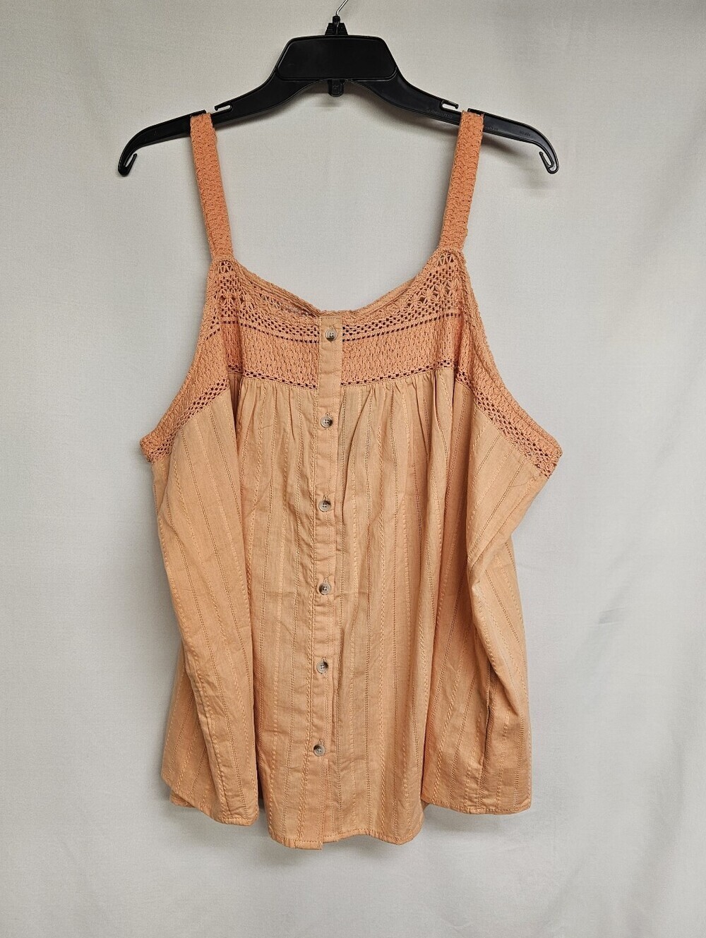 Torrid NWT Cotton Button Up Embroidered Crochet Tank Orange 2 2X 18 TO 20